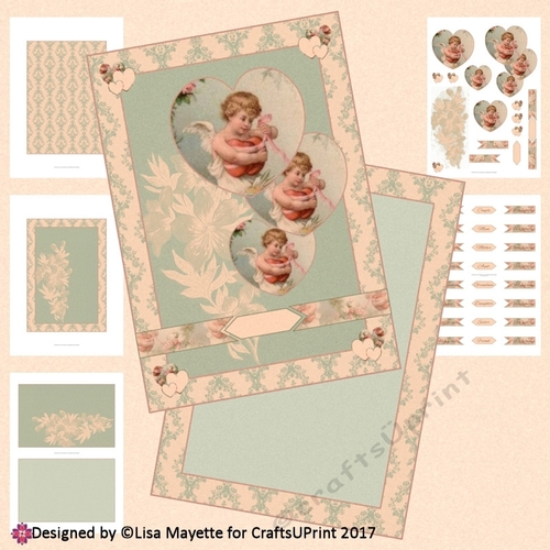 Vintage Cupid Hearts Card Making Kit