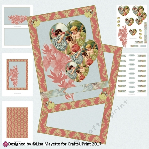 Vintage Cupids Hearts Card Making Kit