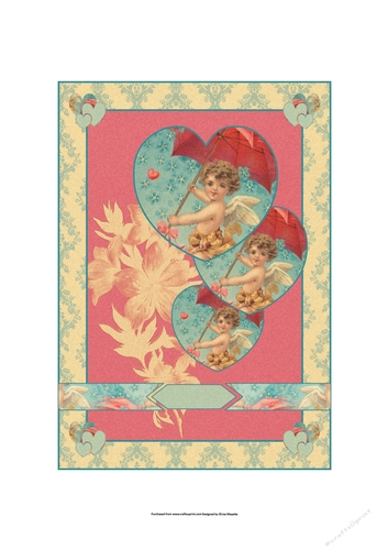 Vintage Cupid with Umbrella Hearts Card Making Kit