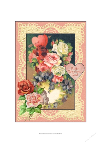 Vintage Victorian Roses & Buebells Cupid Quick Card