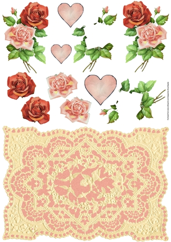 Vintage Victorian Roses & Cupid Lace Quick Card Topper