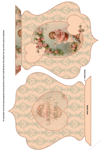 Vintage Cupid Hearts Qua-trefoil Shaped Valentine Quick Card