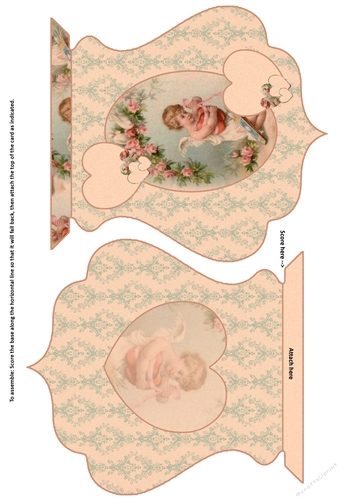 Vintage Cupid Hearts Qua-trefoil Shaped Quick Card
