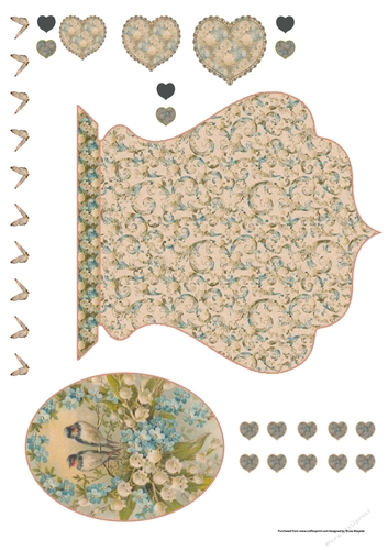 Vintage Bluebirds of Happiness Qua-trefoil Shaped Quick Card Topper