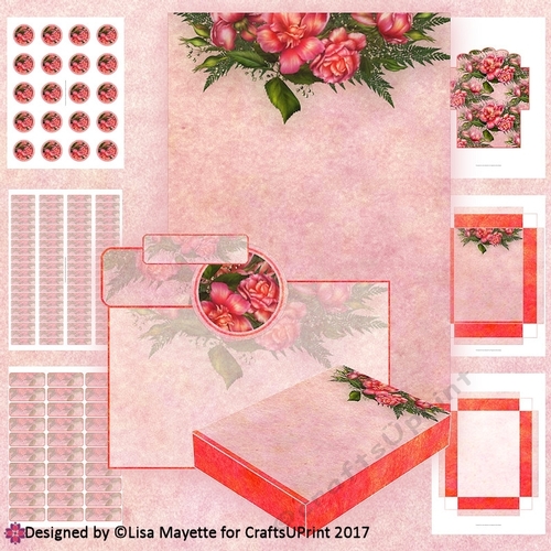 Glorious Pink Roses A6 Stationery Kit