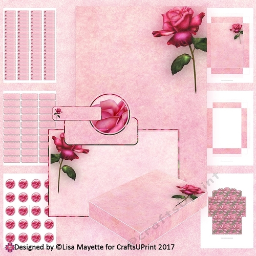 Magenta Pink Rose A6 Stationery Kit