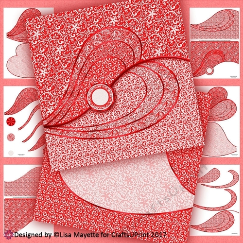 Romantic Red & White All Occasion Gate Fold Heart Leaf Card Making Kit