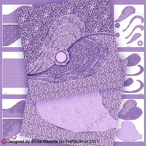 Romantic Purple All Occasion Gate Fold Heart Leaf Card Making Kit