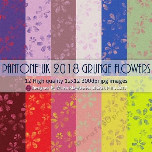 Pantone UK 2018 Spring & Summer Grunge Flowers Papers