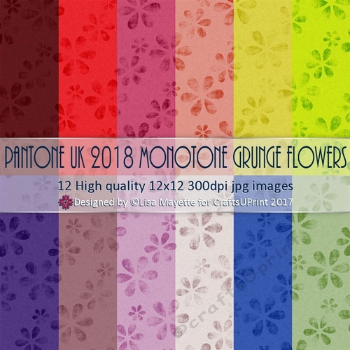 Pantone UK 2018 Spring & Summer Monotone Grunge Flowers Papers