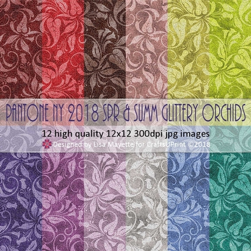 Pantone NY 2018 Spring & Summer Glittery Orchids Papers