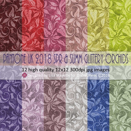 Pantone UK 2018 Spring & Summer Glittery Orchids Papers