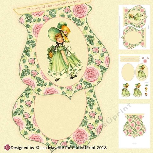 Vintage Roses & Clover Girl St. Patricks Day Qua-trefoil Card Making Kit
