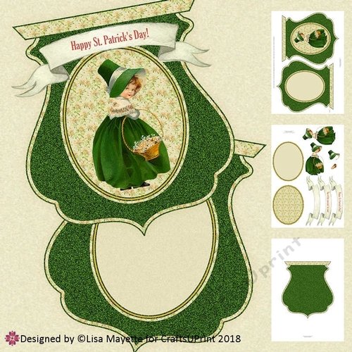 Vintage Flower Girl St. Patricks Day Qua-trefoil Card Making Kit