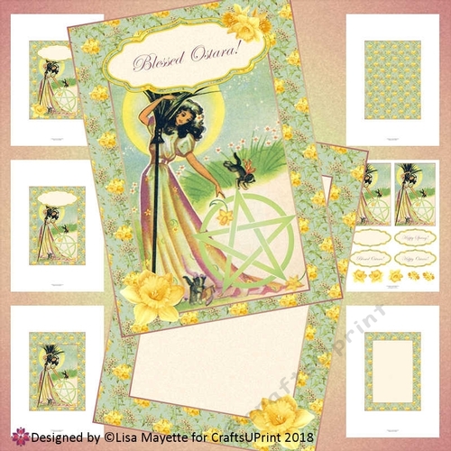 Vintage Ostara Spring Goddess Pagan Card Making Kit