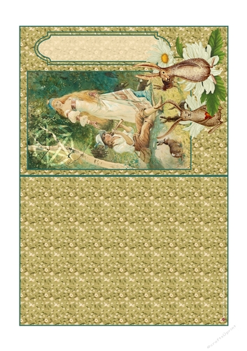 Vintage Ostara Spring Goddess & Flutist Pagan Cut & Fold Quick Card