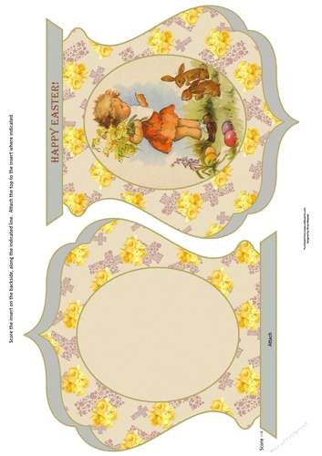 Vintage Easter Boy Qua-trefoil Shaped Quick Card