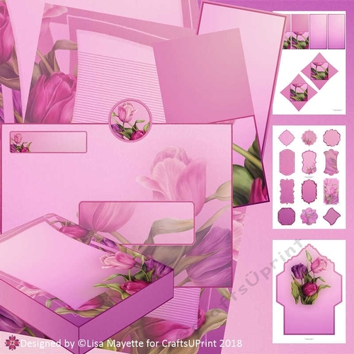 Pink & Purple Tulips A5 Stationery Kit