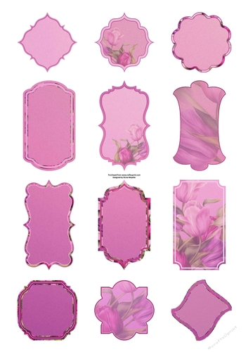 Pink & Purple Tulips Qua-trefoil Gift Tags