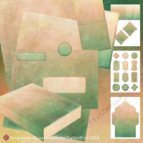 Vintage Musical Roses Peach & Green A5 Stationery Kit