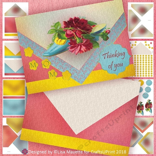 Vintage Red Victorian Roses in a Blue Shoe All Occasion Card