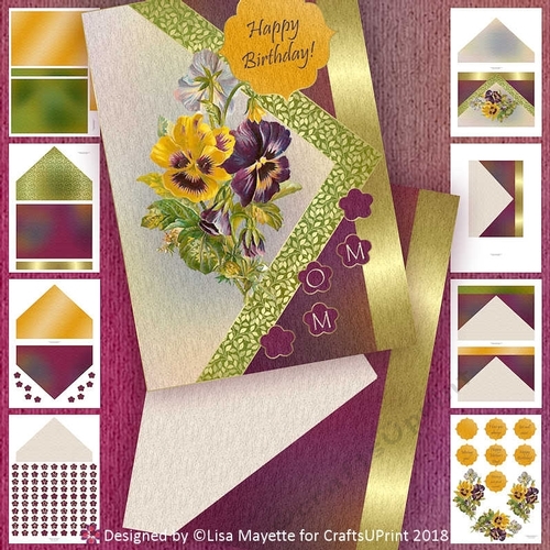 Vintage Victorian Purple & Yellow Pansies All Occasion Card