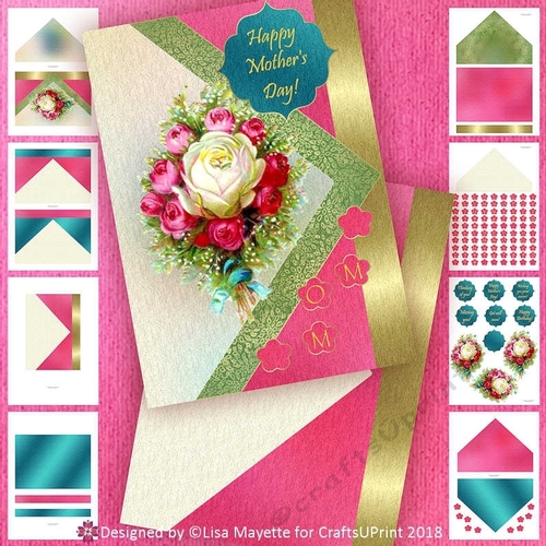 Vintage Victorian Pink & White Roses All Occasion Card