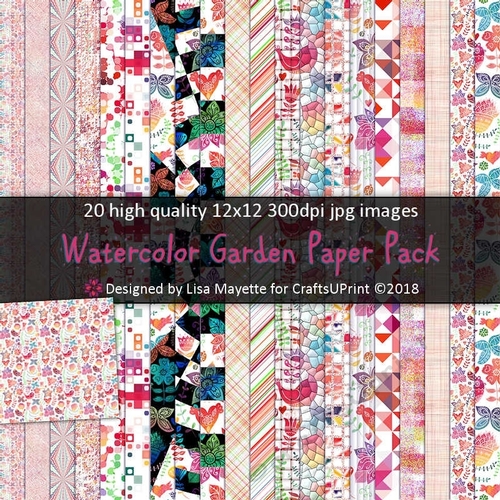 Watercolor Garden Rainbow Paper Pack