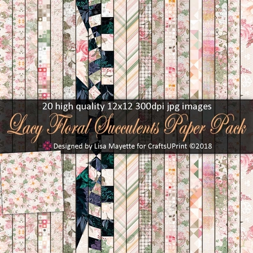 Lacy Floral Succulents & Roses Paper Pack