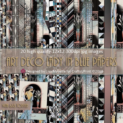 Art Deco Lady in Blue Paper Pack with 6x8 Topper
