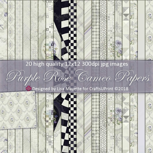 Vintage Purple Rose Cameo Paper Pack