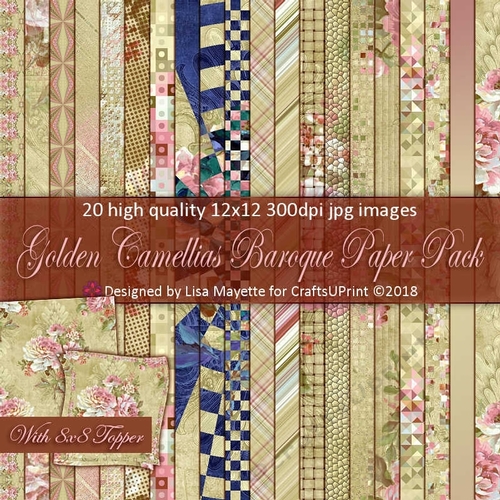 Golden Camellias Baroque Paper Pack with Topper