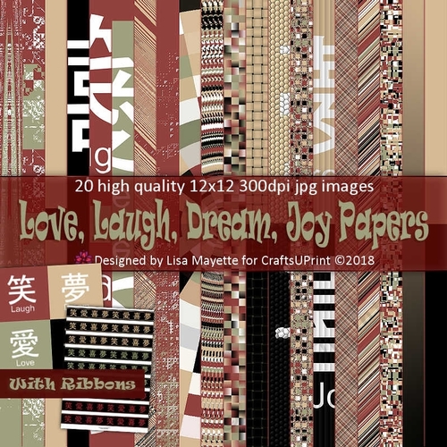 Love, Laugh, Dream, Joy Asian Kanji Paper Pack with Extras