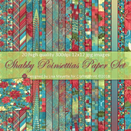 Shabby Poinsettias Paper Set