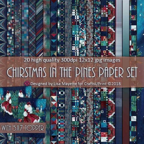 Art Deco Lady Christmas in the Pines Paper Set with 5x7 Topper