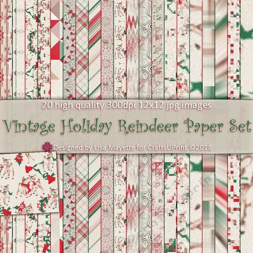 Vintage Holiday Reindeer Paper Set