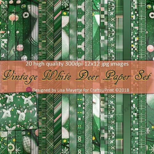 Vintage White Deer Paper Set