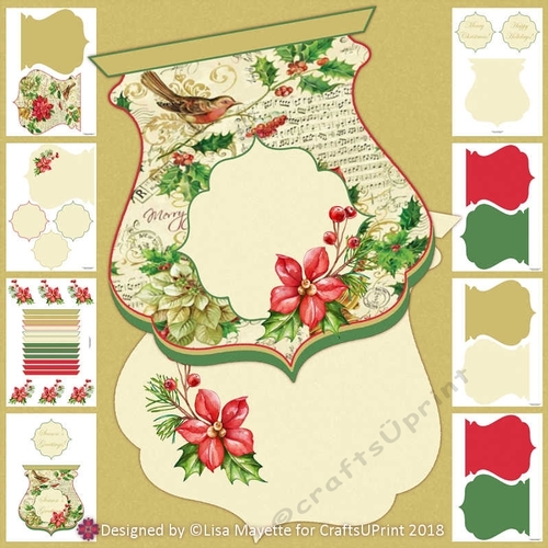 Christmas Music Qua-trefoil Shaped Card Kit