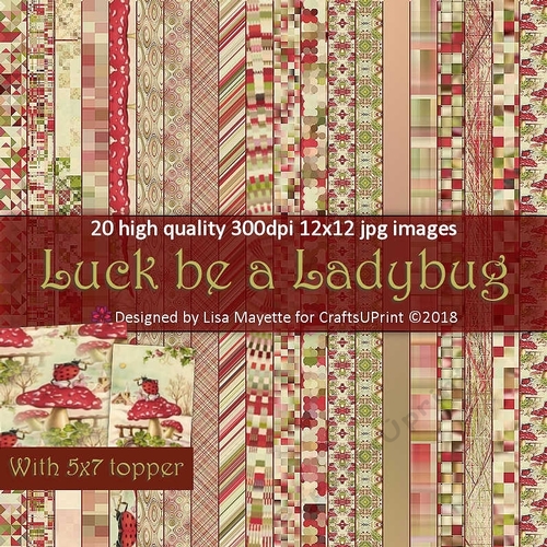 Vintage Luck Be a Ladybug Paper Set with 5x7 Topper