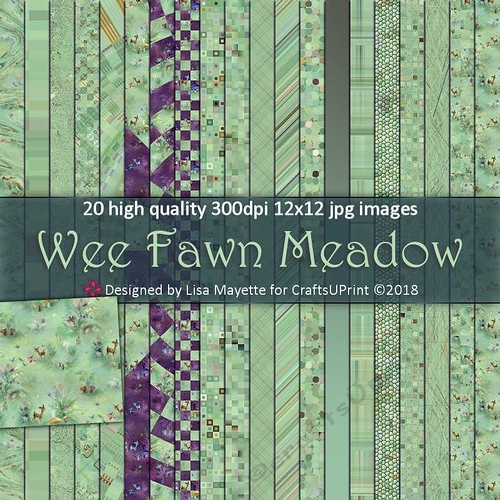 Vintage Wee Fawn Meadow Green Paper Set