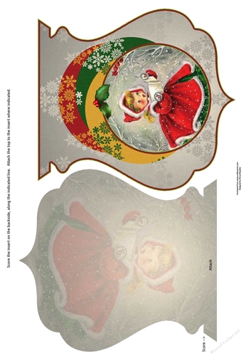 Darling Caroler Vintage Christmas Qua-trefoil Shaped Quick Card
