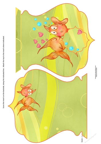 Cute Goldfish Couple Qua-trefoil Shaped Quick Card