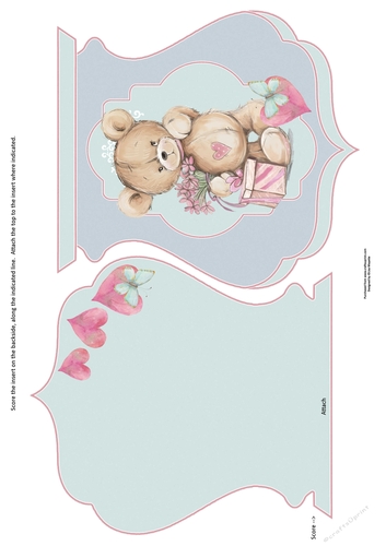 Cute Teddy Bear Boy Qua-trefoil Shaped Quick Card