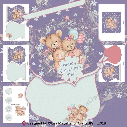 Beary Much in Love Qua-trefoil Shaped Card Making Kit
