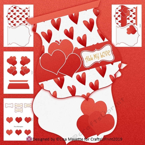 Hearts ABurstin Qua-trefoil Shaped Card Making Kit