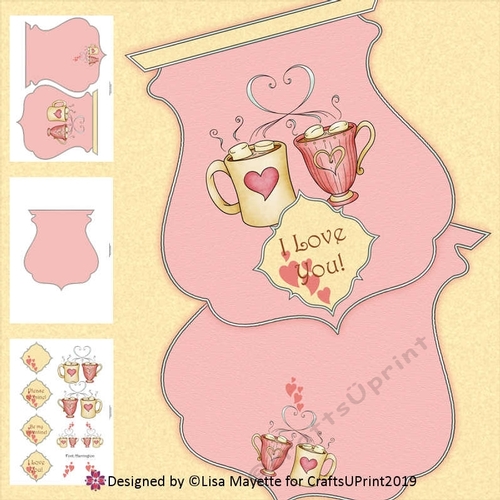 Steamy Cup of Love Qua-trefoil Shaped Card Making Kit