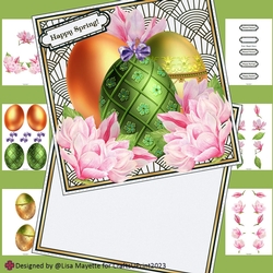 Good Eggs Green, Gold & Orange Art Deco Easter Card Making Kit