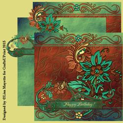 Baroque Bronzed Teal Flowers