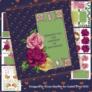 Nouveau Roses Decoupage Card Making Mini Kit