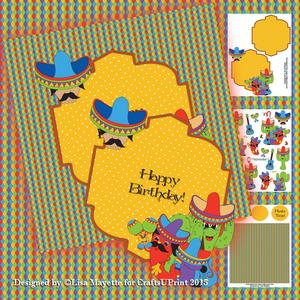 Shaped Qua-trefoil Fiesta Time Decoupage Mini Kit